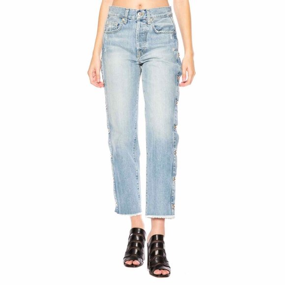 Jonathan Simkhai Manfriend Button Down Wide Leg Jeans - Picture 1 of 15